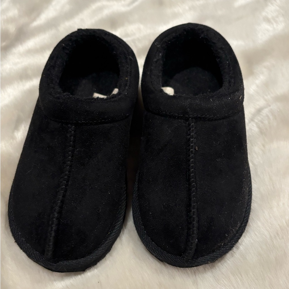 Black Suede toddler Slippers Sz 10